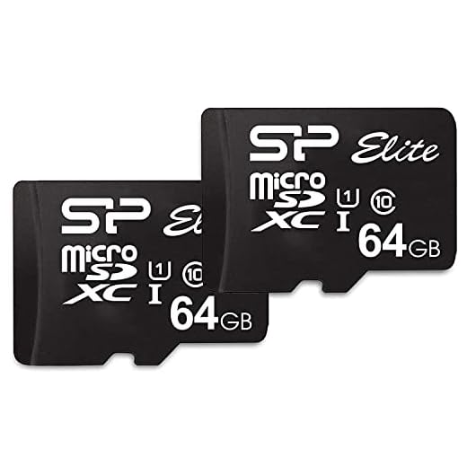 Silicon Power Elite 64GB microSDXC 2-Pack MicroSD Memory Card with Adapter for Nintendo-Switch, Wyze Cam