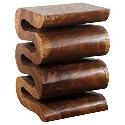 Haussmann® Wood Wave Verve Accent Snake Table 14X14X20 In H Walnut Oil #TOP2