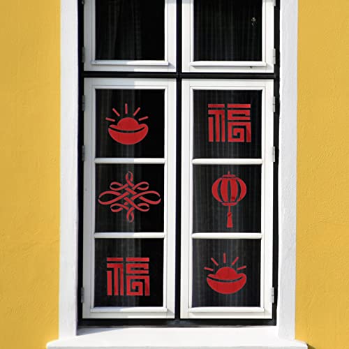 NUOBESTY Ano Adesivo Ano Chinês Decalque Festival Primavera Decoração Porta de Parede Adesivo de Vid