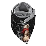 Dreieck Schal Damen Winter Warm Herbst Winter Weich Knopfschal Frauen Vintage Winterschal Kuschelig XXL Muster Baumwolle Blumen Deckel Dreieckstuch Halstuch Scarf Damenschal