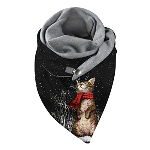 KEIZHUONIQIU Druckt universellen bequemen warmen weichen Schal Schnalle Katzen doppellagiger Herbst-Winter-Schal Bambus Kristall Tücher Geschirr, Einheitsgröße Cover