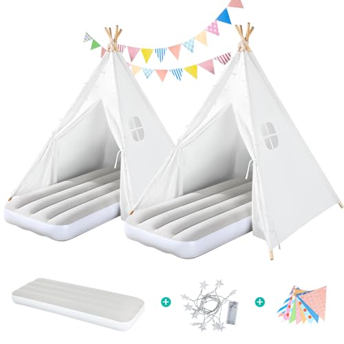 Teepee Play Tent for Kids with Gifts Coloured Flag, Feathers and Carry Case, Indoor Outdoor Playhouse for Baby Toddler, Teepee Toys for Boys and Girls