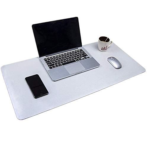 HTDirect - Alfombrilla de Escritorio Multifuncional Ultrafina y Grande de Doble Cara para Juegos, Resistente al Agua, para Oficina o hogar, Grey+Silver, Large