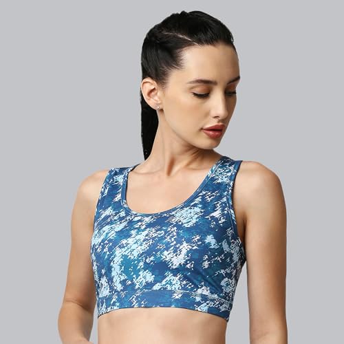 Image of SOIE Women's Medium Impact Quick Dry Padded Racerback Printed Athleisure Sports Bra