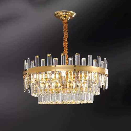 Lustre en cristal séjour et salon | Plafonnier rond d'ambiance pour repas chaleureux