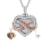 Herz Urne Halskette für Asche Liebe für immer 925 Sterling Silber Feuerbestattung Asche Andenken Benutzerdefinierte Herz Anhänger, der Bilder Schmuck Erinnerungsgeschenk für Frauen Mädchen hält