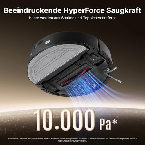 roborock Q10 X5+ Saugroboter mit Wischfunktion, Auto-Entleerungsstation für 7 Wochen, 10000 Pa Saugkraft, Dual Anti-Tangle System, intelligente Hindernisvermeidung, PreciSense-LiDAR Navigation,Schwarz – Bild 4
