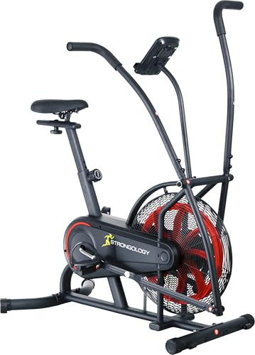 Strongology SCORPION Assault Bike – Compact Home Fitness Stationary Bike for Full Body Workouts with Smooth Fan Resistance and LCD Display