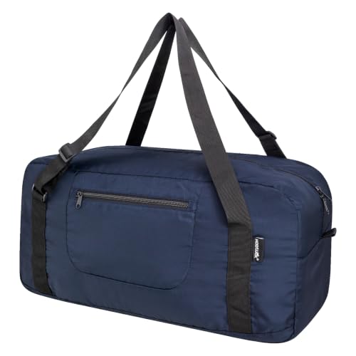 Image of HOLYLUCK Foldable Travel Duffel Bag For Women & Men Luggage Great for Gym - large navy blue