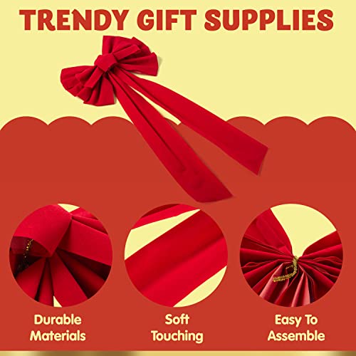 Joyin 8 Pack Christmas Red Velvet Bows, 26" Long By 10" Wide Decorative Christmas Bows For Wreath Garland Christmas Tree Decor, Indoor Outdoor Holiday Decorations #TOP3