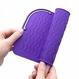 Silicone Heat Resistant Mat and Travel Case for Hair Tools, 2-in-1 Flat Iron Storage Pouch and Curling Iron Sleeve, Portable Non-Slip Straightener Pad Organizer for Home and Travel (Purple)