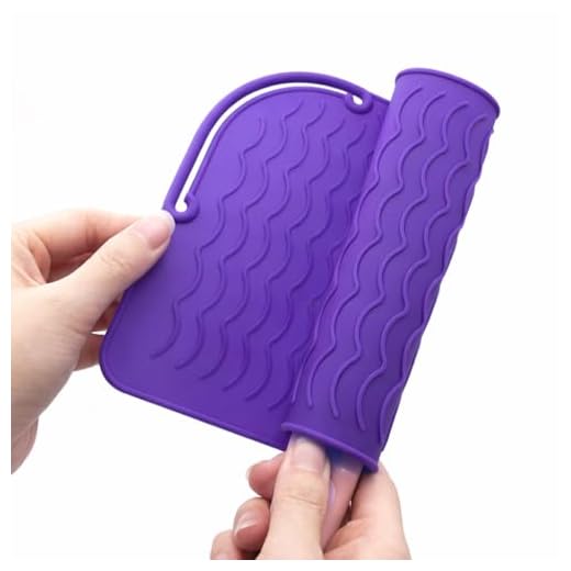 Silicone Heat Resistant Mat and Travel Case for Hair Tools, 2-in-1 Flat Iron Storage Pouch and Curling Iron Sleeve, Portable Non-Slip Straightener Pad Organizer for Home and Travel (Purple)