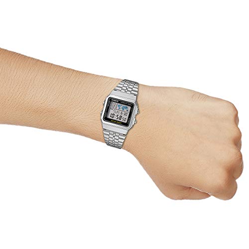 Image of Casio Unisex Vintage A500WA-1DF Black Digital Dial Silver Stainless Steel Band D133