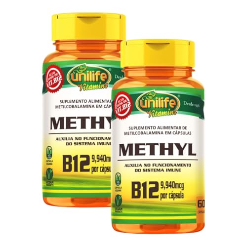 Kit 2 Vitamina B12 Metilcobalamina Alto Teor 9,940mcg 60 Cápsulas Vegano Unilife  