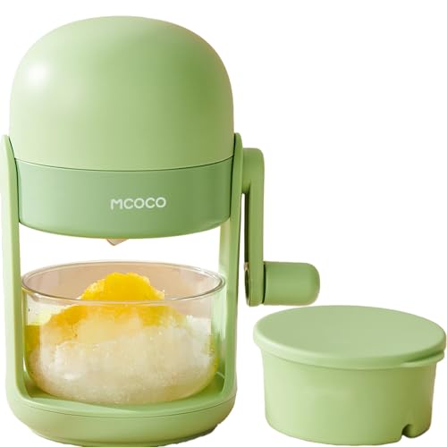 MCOCO Ice Shaver Ice Crusher with Shaving Bowl and Partitioned Mold Portable Shaved Ice Machine Snow cone Machine Green