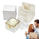 pequeña para anillos, de flores eternas, reversible para anillos de rosa preservada para ceremonia de boda, día de San Valentín, compromiso