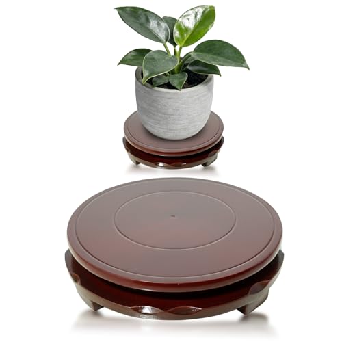 San Tao DS Wood Plant Stand Rotating,Vase Stand,Table Lamp Base,6.6 Inch Small Chinese Oriental Plant Stand,Bonsai Stand,Lamp Riser,Round Display Stand for Fishbowl Flower Pot Indoor