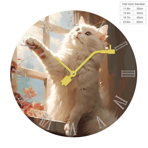 Horloge murale chat blanc idée cadeau idéale maison et bureau