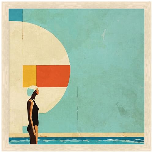 Amanti Art Framed Wall Art Print 22x22 Mid Century Pool