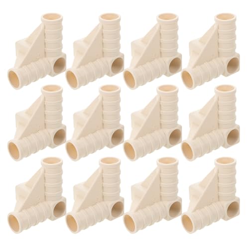 Kisangel Conectores para Postes de Carpa de 16 MM 12 Piezas de Unión T para Toldos y Estructuras de Camping Plástico Resistente Beige Accesorios para Carpa de Jardín y Camping al Aire