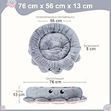 Jiupety Hundebett Rund Mittelgroße Hunde, Hundekörbchen Hundekorb mit Octopus Form, 76 cm Hundekissen Waschbar, Hundebetten für Mittelgroße & Kleine Hunde, Grau