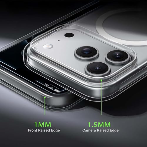 Image of Kratos Transparent Clear Case Cover Compatible with iPhone 17 Pro - Anti-Yellowing, Wireless Magnetic Charging Case with Raised Edge Camera & Screen Protection, Shock-Resistant Design