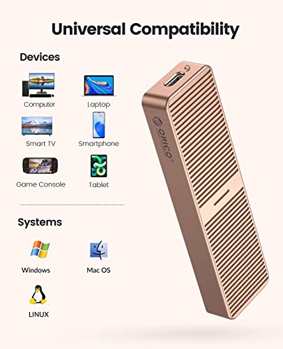 Image of ORICO Upgraded Aluminum USB C to M.2 SATA SSD Enclosure 6Gbps USB3.2 /3.1 Gen1 USB-C External SSD Adapter,Support UASP Trim only for M2 SATA 2230 /2242 /2260 /2280 SSD with B Key /B+M Key- M221-Golden