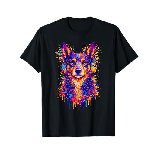 Colorful Australian Kelpie Dog Portrait T-Shirt