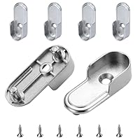 AEGYPIUS 6Pcs Oval Closet Rod End Supports 15mm x 30mm, Wardrobe Bracket Metal Rod Holders, Heavy-Duty Closet Pole Socket with Rear Facing 6.5mm Pins
