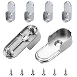 AEGYPIUS 6Pcs Oval Closet Rod End Supports 15mm x 30mm, Wardrobe Bracket Metal Rod Holders, Heavy-Duty Closet Pole Socket with Rear Facing 6.5mm Pins
