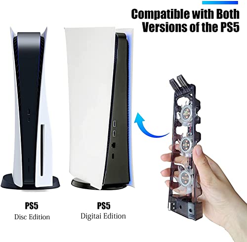 Image of TCOS TECH PS5 Cooling Fan External USB Cooler with LED Light PS5 Console Cooling Fan with Extra USB Port for Sony Playstation 5 Digital Edition /Ultra HD Console