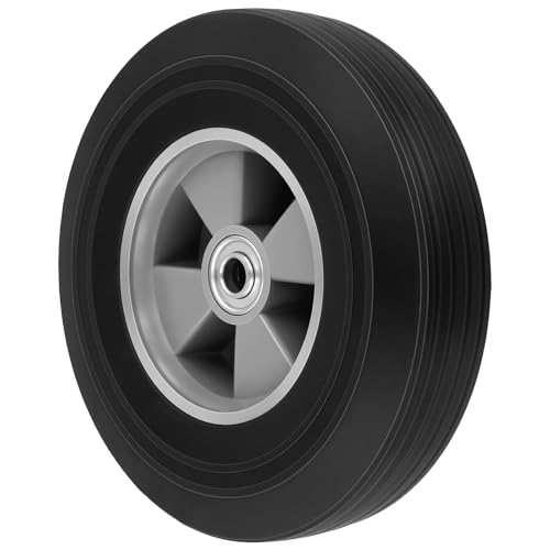 Image of 2 Pack 10 Inch Solid Rubber Replacement Wheels, Flat Free Hand Truck Tires with 5 /8 inch Axle, Hand Truck Replacement Wheels for Cart, Wagons, Wheelbarrow, Dolly, Trolley, 330 lbs Max Load