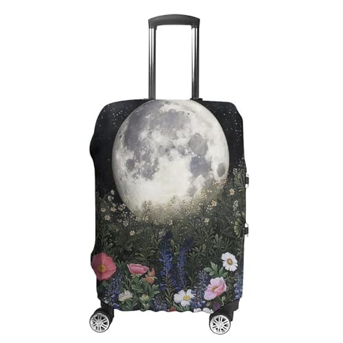 Moon Night Garden Flowers Travel Suitcase Protector Luggage Cover Protective Washable Anti-scratch Baggage Cover