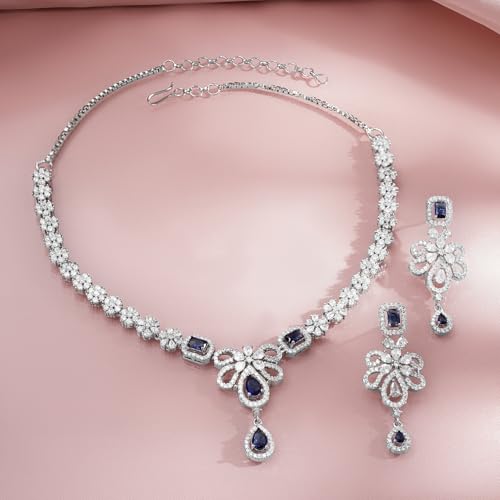 Image of Rubans AD Zircon Traditional Statement Necklace Set for Women