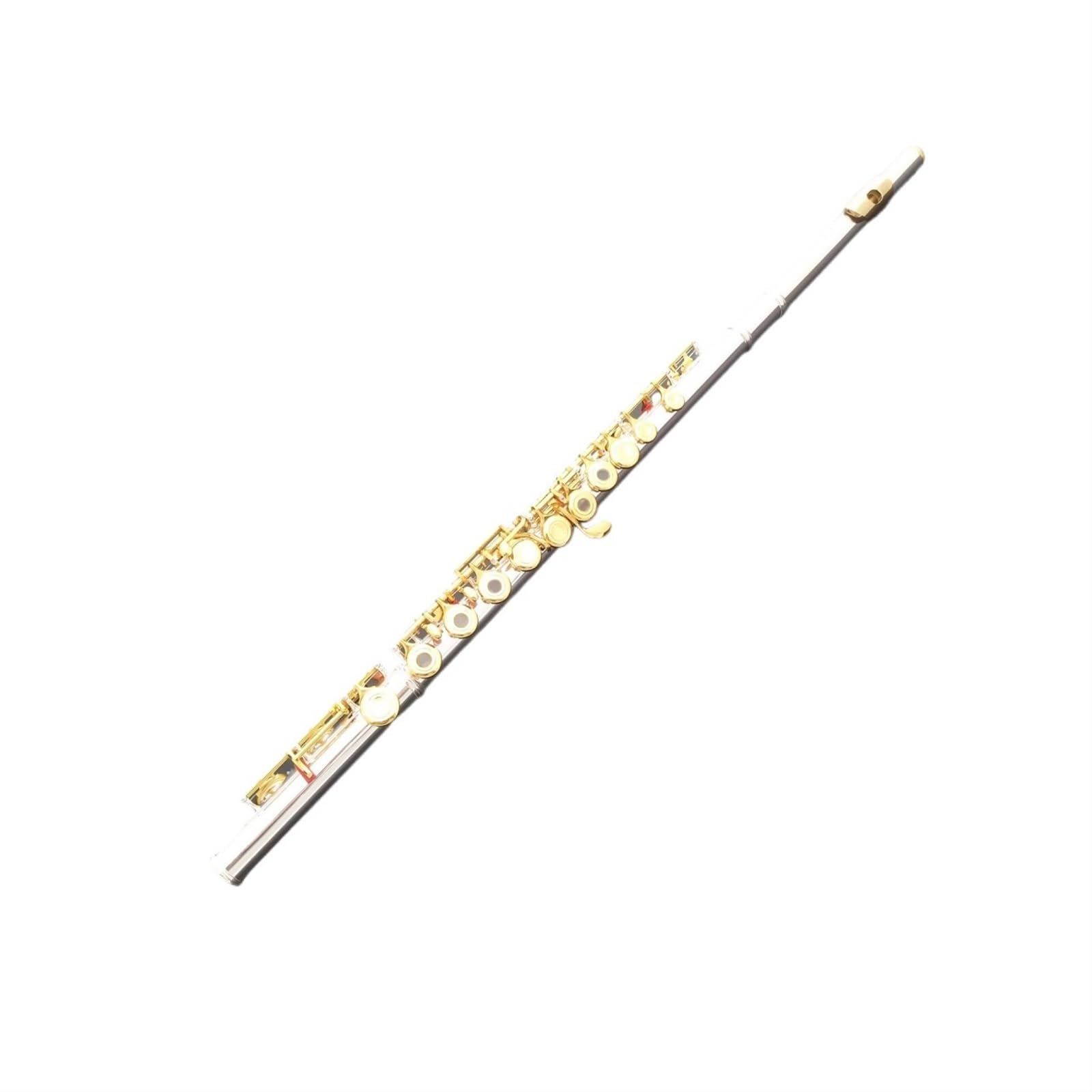 Querflöte Vergoldete Flöte 16 Löcher Offen Silberner Korpus Goldene Klappe Öffnen Und Schließen Mehrzweckflöte Anfänger-Flöteninstrument Mit C-Stimmung