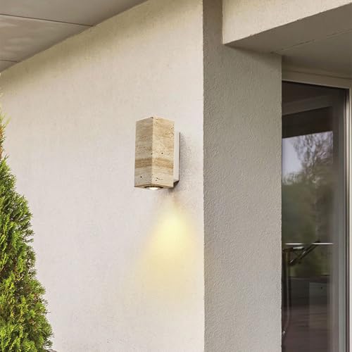 Aplique de pared rectangular Wabi-Sabi de travertino con cableado downlight nórdico 3