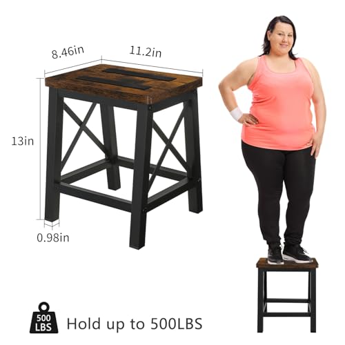 image for YINMIT Step Stools for Adults and Kids, Wooden Small Step Stool with N
