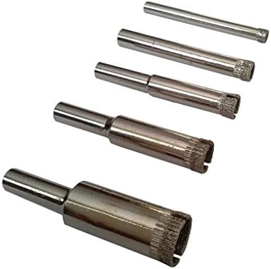 5 Pcs Diamond Drill Bit Set 3/16", 1/4", 5/16", 3/8", 1/2" - Wet Use for Tiles, Glass, Fish Tanks, Marble, Granite, Ceramic, Porcelain, Bottles, Quartz - Lot 5 Diamond Coated Drills
