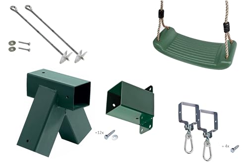 Montage-Set für Kinder-Schaukel aus Kantholz (grün, Anbau-Einzelschaukel bis 200 cm)