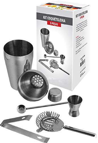 Kit 7 Bar Coqueteleira Socador Barman Inox Tampa Caipirinha