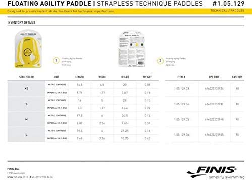 Finis Floating Agility Paddles Large For Swim Training, Yellow #TOP1