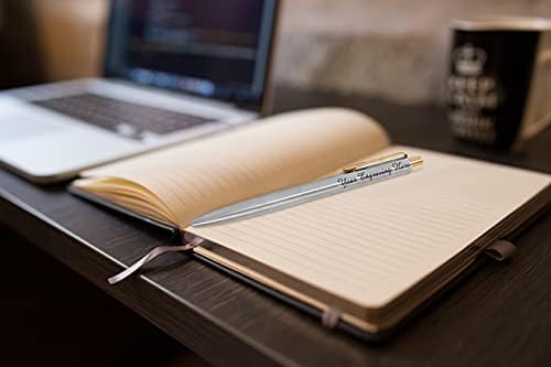 Personalised Engraved Premium Stainless Steel Gold Trim Ballpoint Pen with Black Ink in a Classy Gift Box, Customised Present, Gifts for Christmas, for Men and Women - Enter Your Custom Engraving