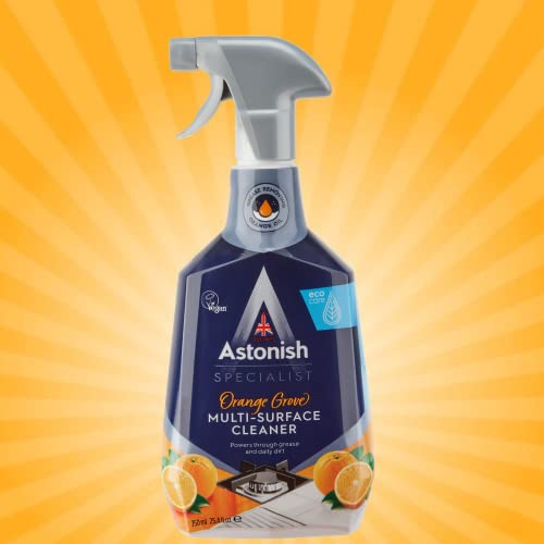 Astonish Specialist Multi Surface Cleaner 3 Pack - Orange Grove Scented Heavy Duty Kitchen Cleaner - Formula Cuts Through Grease And Stains On Kitchen Surfaces & Oven Doors, 750Ml Spray Bottle #TOP1