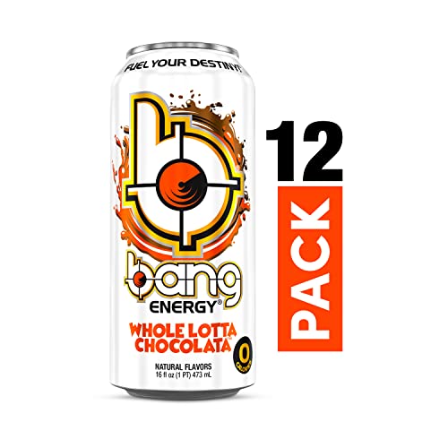 Bang Energy Whole Lotta Chocolata, Sugar-Free Energy Drink, 16 Ounce (Pack of 12)