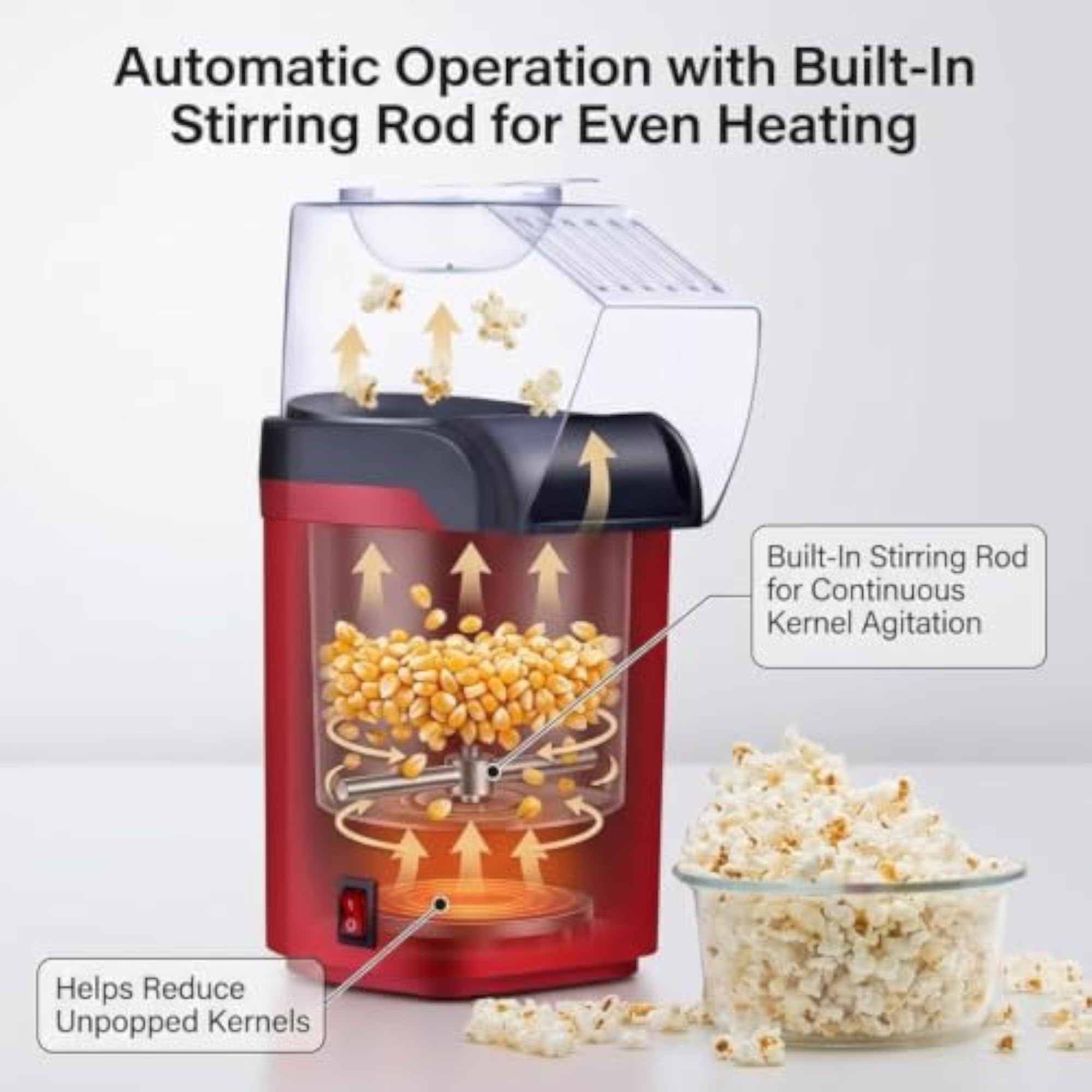 Aluminum Electric Popcorn Machine for Home