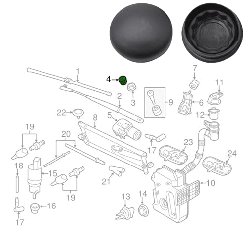 Tapa tuerca brazo limpiaparabrisas resistente 1J0955205A ajuste exacto 3