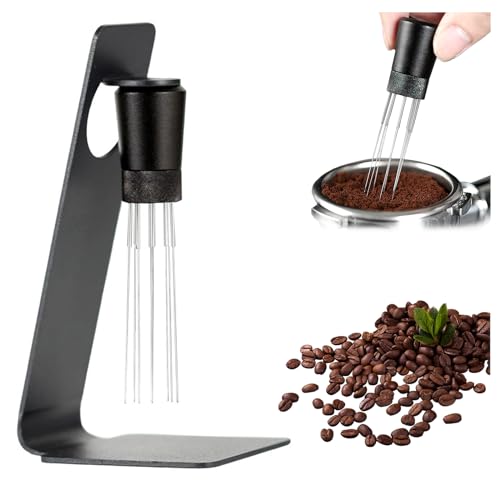 Generic 0.35mm Espresso Distribution Tool Adjustable Espresso Stirrer for Barista with Magnetic Stand, 5.12x1.5x2.3, Black, BFZ003