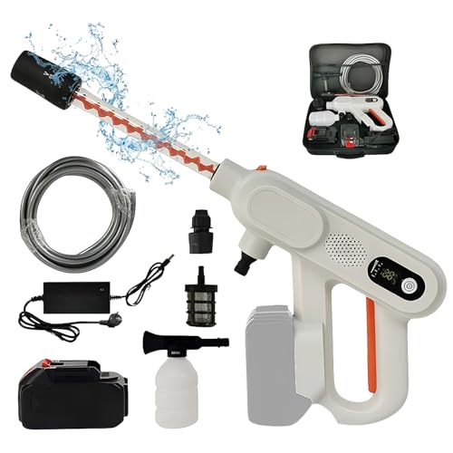 Limpiador de alta presión de 2025, motor sin escobillas, 200 bares, portátil, con 2 baterías de 4000 mAh, boquilla 6 en 1, pulverizador de espuma, para coche, ventana, piscina (1 batería de 4000 mAh)