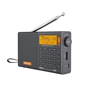 Xhdata D-808 draagbare digitale radio, FM-stereo/KW/MW/LW SSB RDS Air Band Multiband radio, luidspreker met lcd-display, wekker, externe antenne en 2000 mAh oplaadbare batterij (grijs)