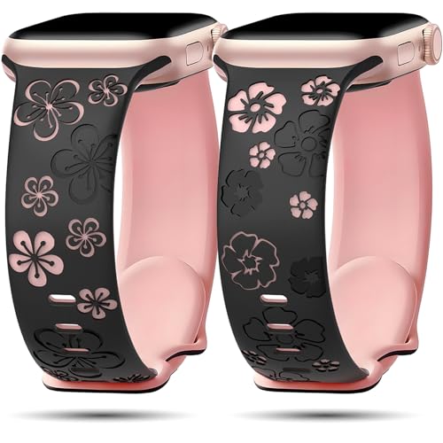 2 Pack Cute Floral Band Compatible with Apple Watch Bands for Women 40mm 41mm 38mm 42mm (Series...